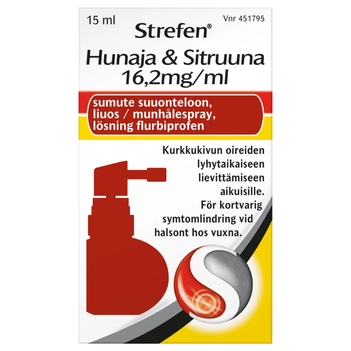 STREFEN Hunaja & Sitruuna 16,2 mg/ml sumute suuonteloon, liuos