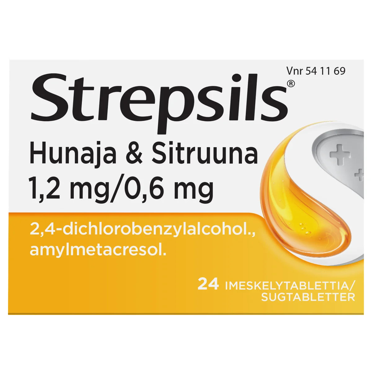 STREPSILS Hunaja & Sitruuna 0,6 mg/1,2 mg imeskelytabletti 24 kpl