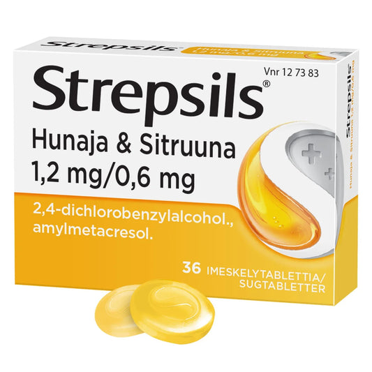 STREPSILS Hunaja & Sitruuna 0,6 mg/1,2 mg imeskelytabletti 36 kpl