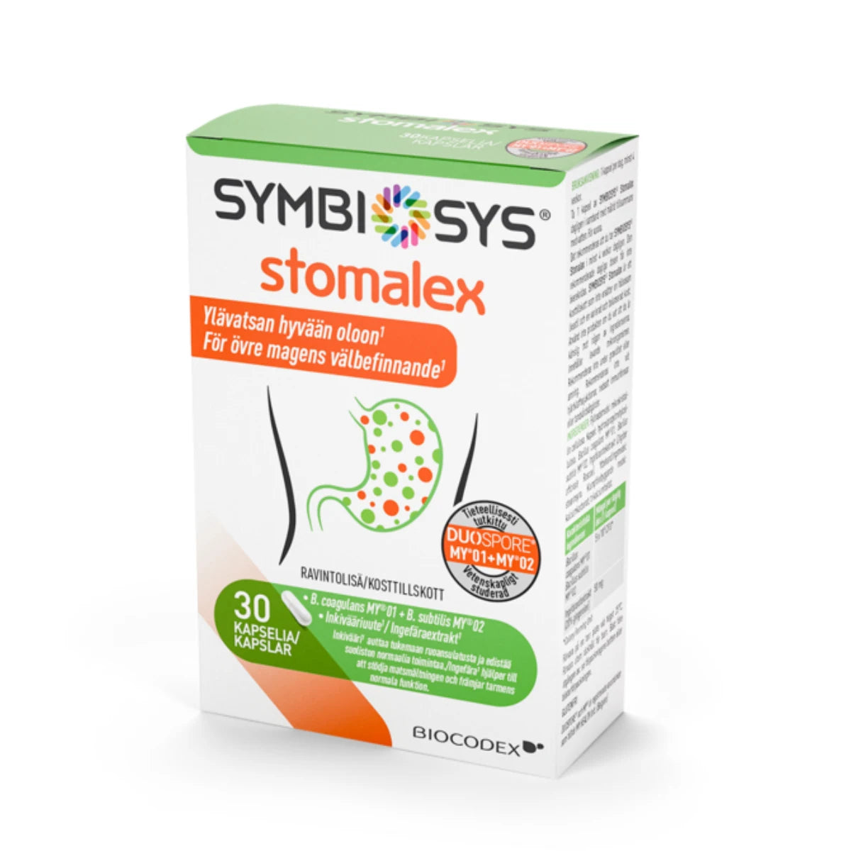 SYMBIOSYS Stomalex 30 kapselia ylävatsan hyvään oloon