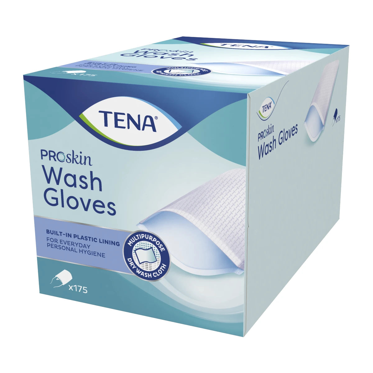 TENA ProSkin Wash Gloves | Muovivuoratut pesukintaat 175 kpl