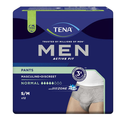 TENA Men Pants Normal S/M 12 kpl tehokas suoja virtsankarkailuun miehille