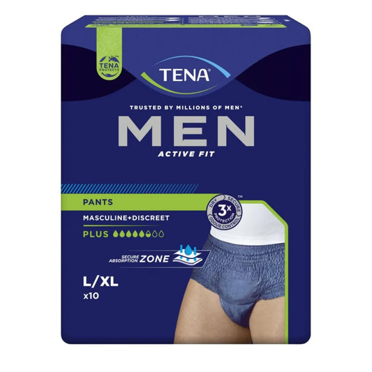 TENA Men Pants Plus L/XL 10 kpl tehokas inkontinenssisuoja miehille