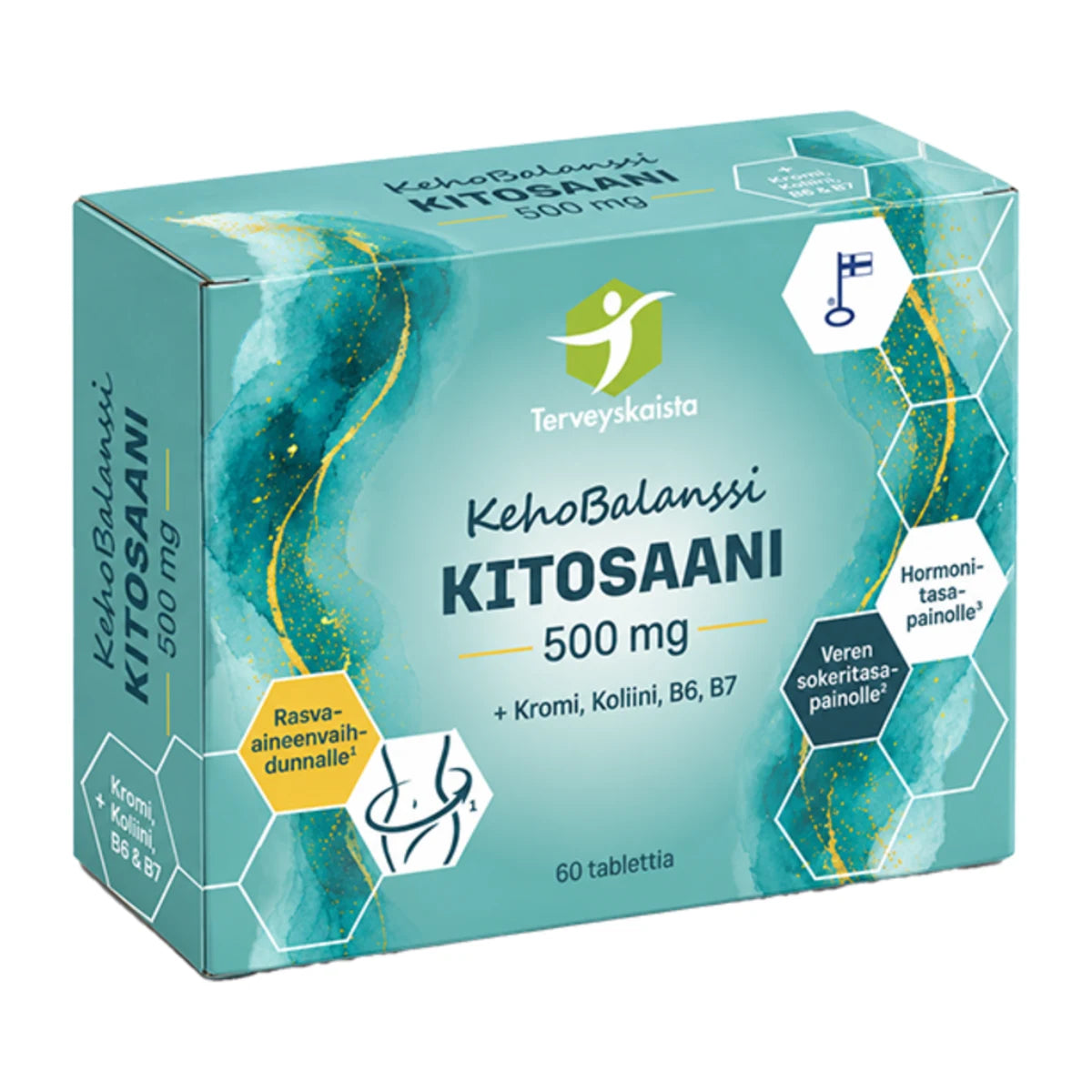 Terveyskaista KehoBalanssi Kitosaani 500 mg + Kromi + Koliini + B6 + B7 60 tabl
