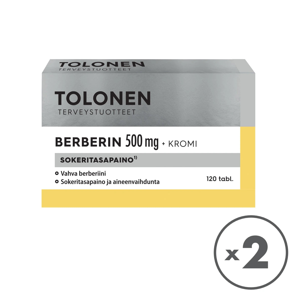 Tolonen Berberin 500 mg + Kromi – 2 x 120 tablettia
