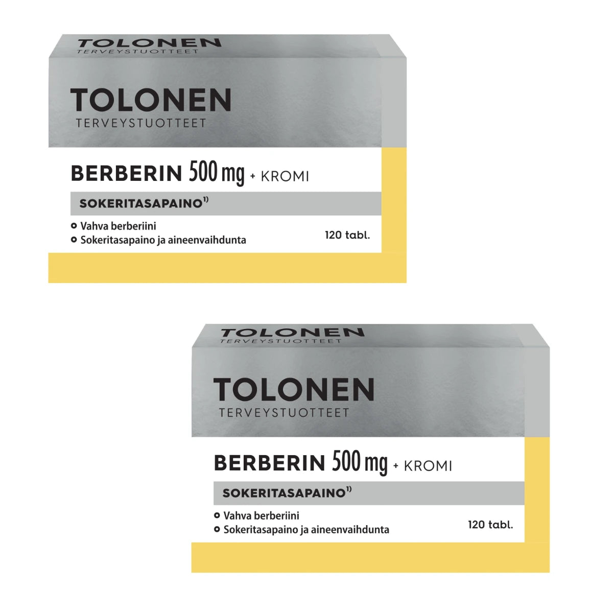 Tolonen Berberin 500 mg + Kromi – 2 x 120 tablettia tuplapakkaus edullisemmin