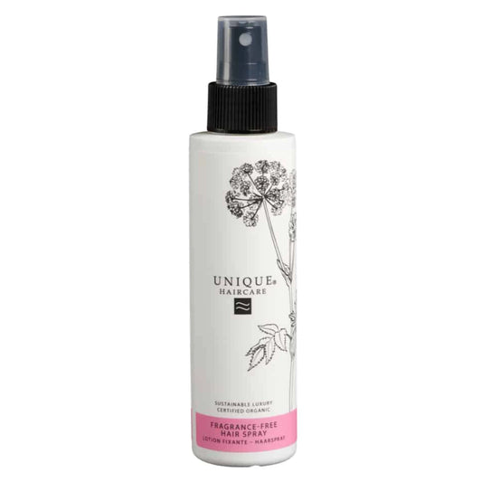 Unique Beauty Fragrance Free Hairspray 150 ml – hajusteeton, vahvan pidon luonnonmukainen hiuslakka