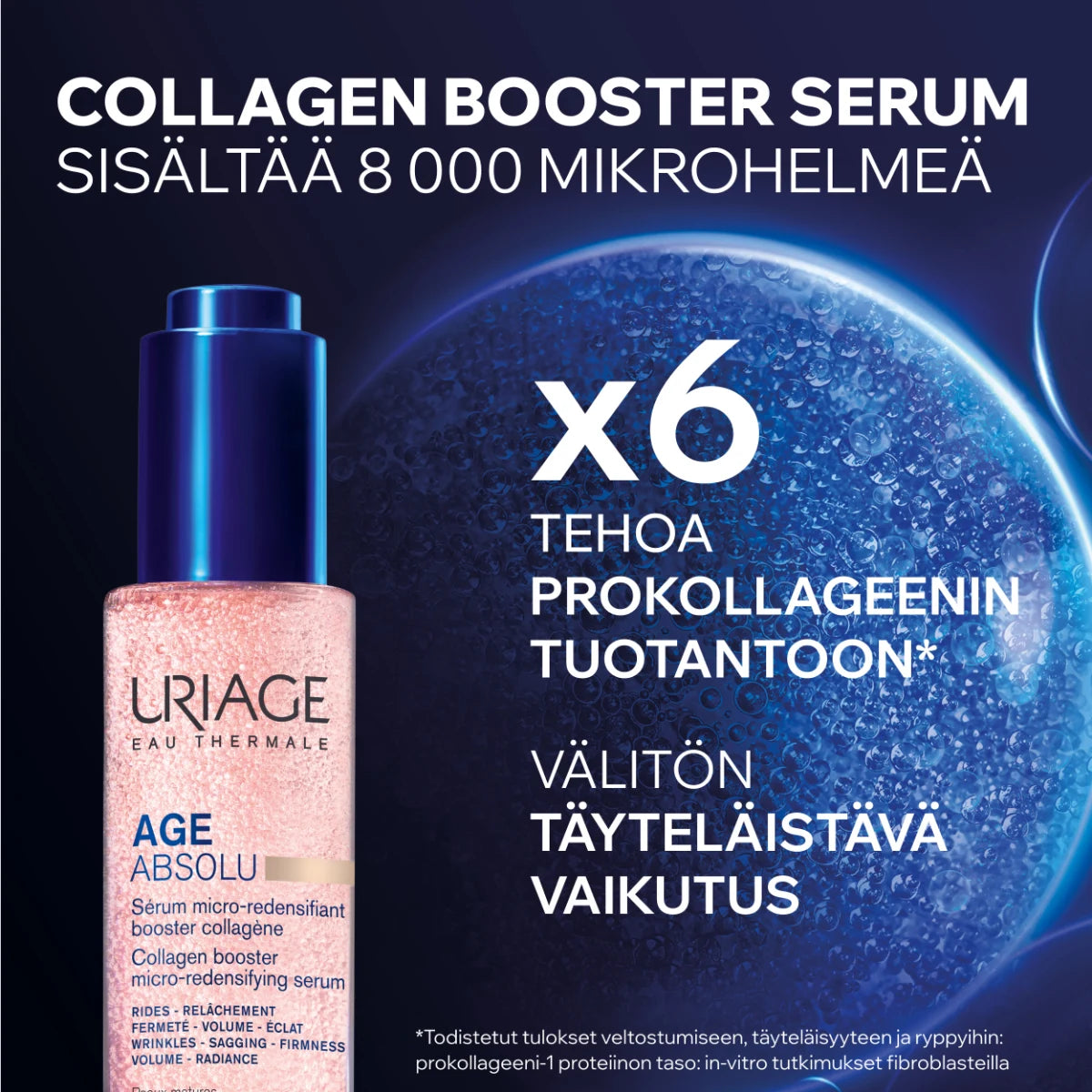 Uriage Age Absolu Collagen booster micro-redensifying serum x6 tehoa prokollagenin tuotantoon