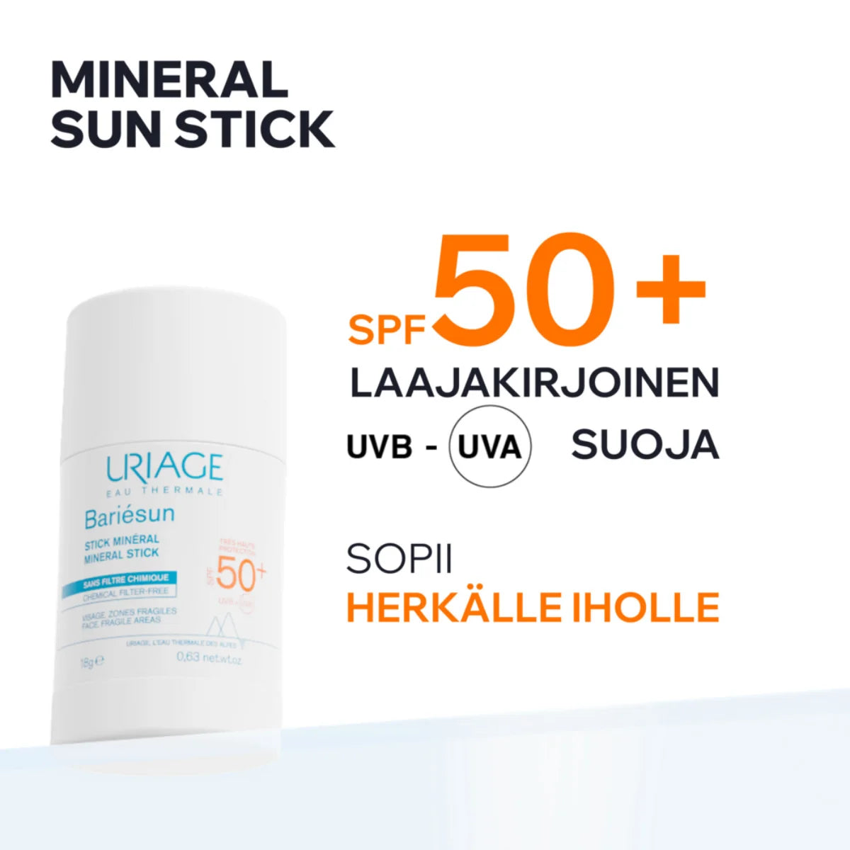 Uriage Bariesun SPF50+ Mineral Stick 18 g sopii herkälle iholle