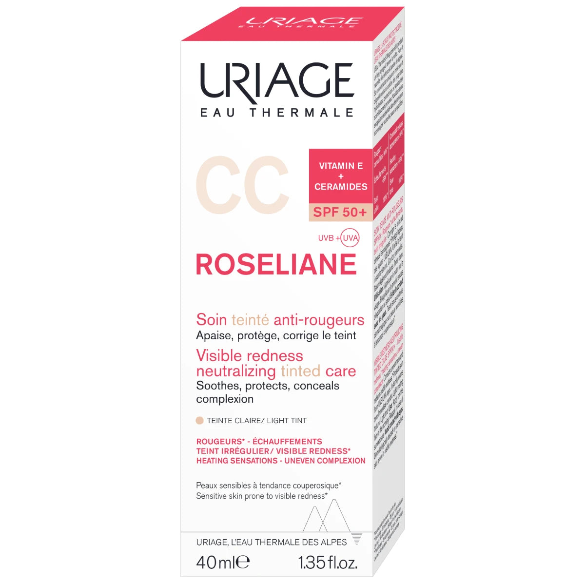 Uriage Roséliane CC Cream SPF50+ Light Tint 40 ml – sävyttävä kasvovoide punoittavalle iholle