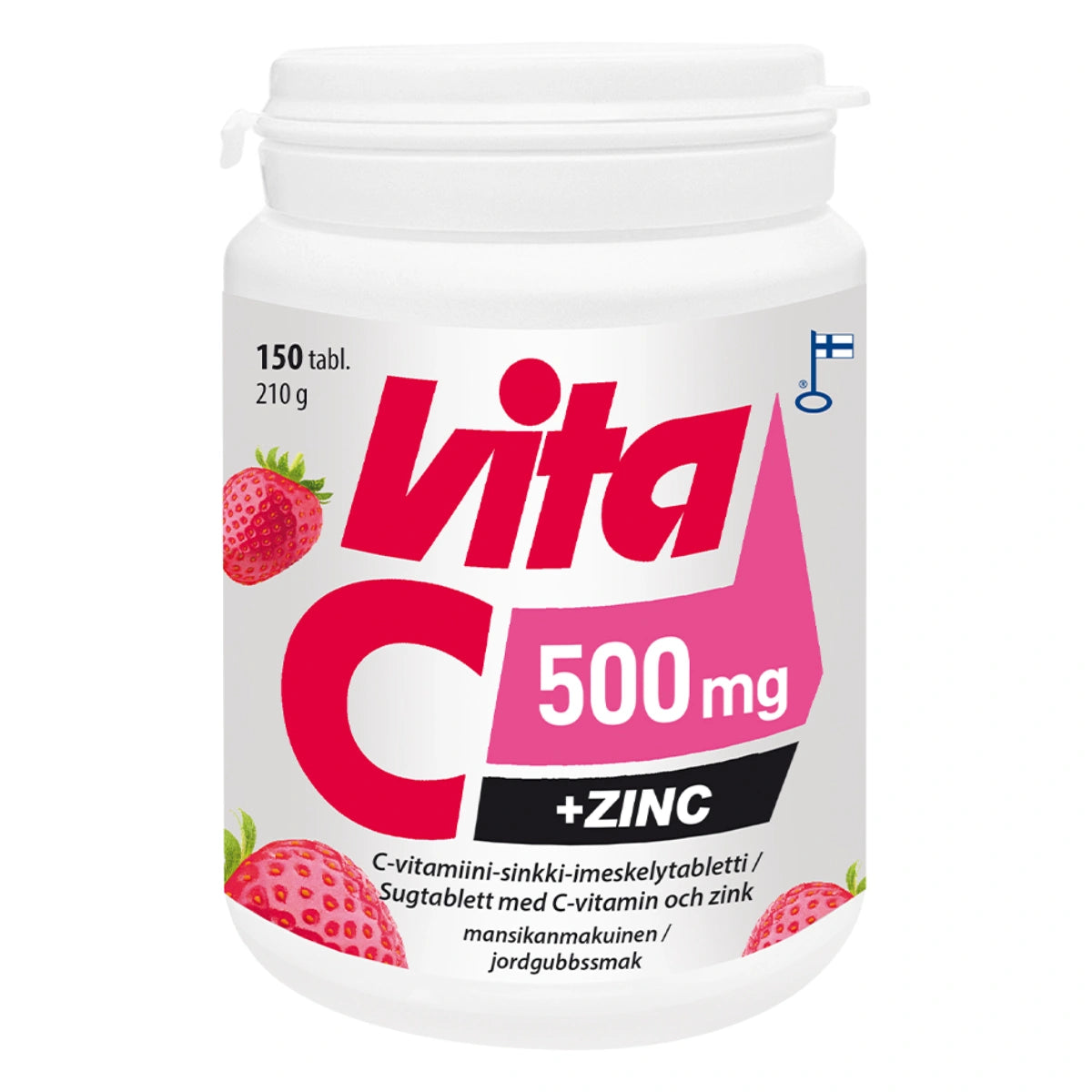 VITA C 500 mg + sinkki mansikanmakuinen 150 tabl