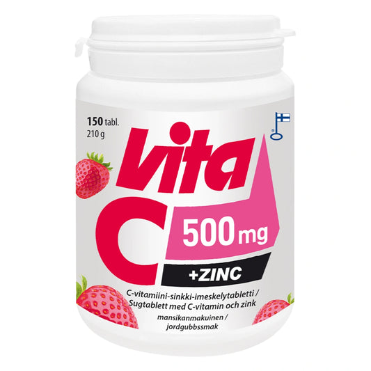 VITA C 500 mg + sinkki mansikanmakuinen 150 tabl