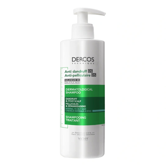 VICHY Dercos Shampoo Anti-Dandruff rasvoittuvat hiukset 390 ml, estää toistuvan hilseen muodostumista ja kutinaa