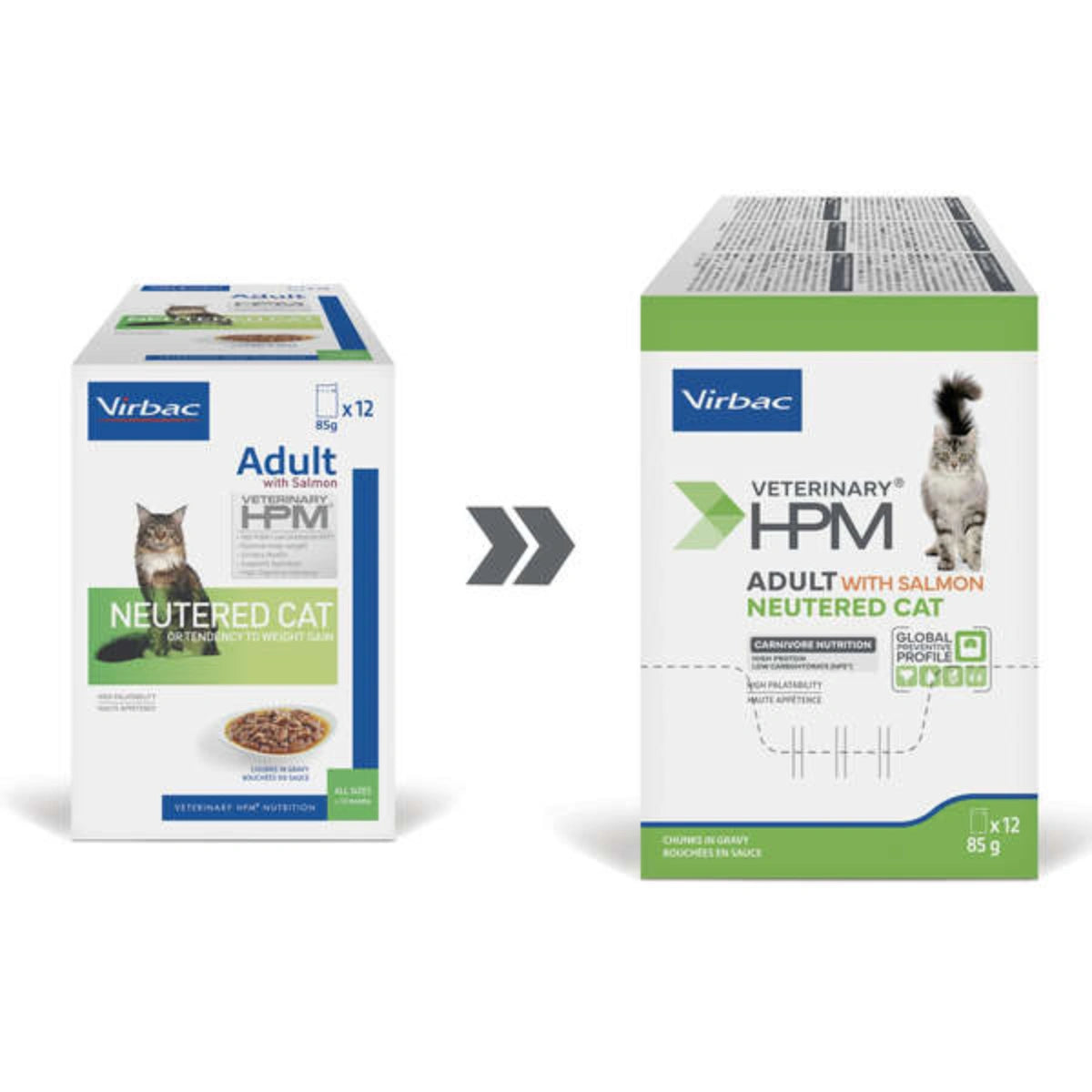 Virbac Cat Adult Neutered Salmon märkäruoka kissoille uudessa pakkauksessa