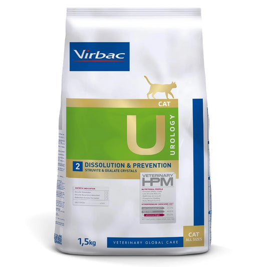 VIRBAC Cat Struvite Dissolution & Prevention U2 1,5 kg Täysruoka kissalle struviittikivien liuottamiseen sekä struviitti- ja oksalaattikivien muodostumisen vähentämiseen.