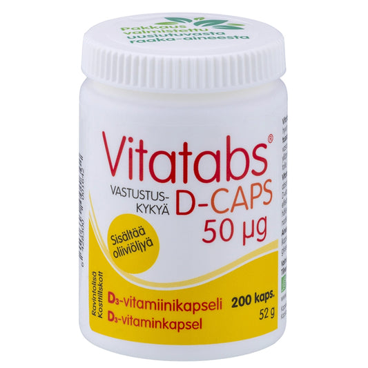 VITATABS D-Caps 50 mikrogrammaa oliiviöljykapseli 200 kpl