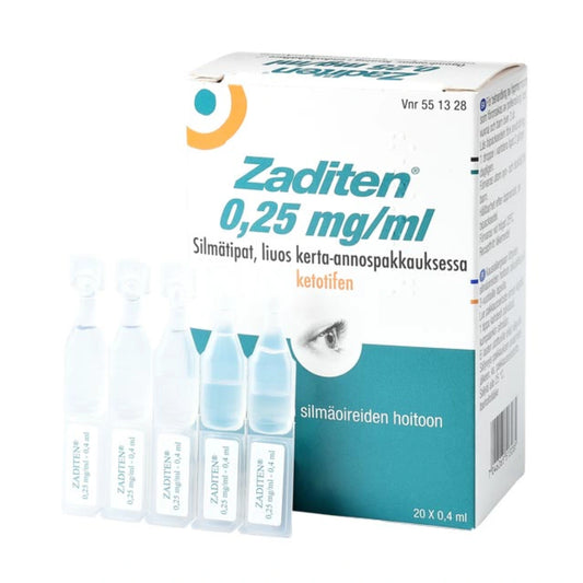 ZADITEN 0,25 mg/ml silmätipat, kerta-annospakkaus 20 kpl