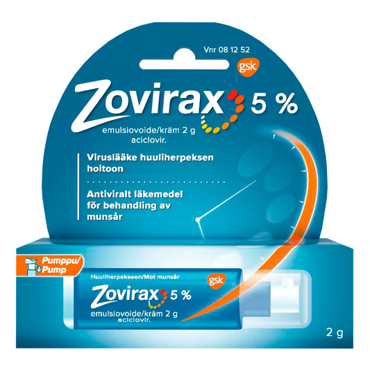 ZOVIRAX 50 mg/g emulsiovoide, pumppu 2 g viruslääke huuliherpeksen hoitoon