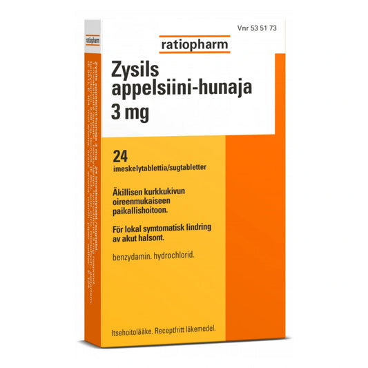 ZYSILS Appelsiiini-Hunaja  2,68 mg imeskelytabletti 24 kpl