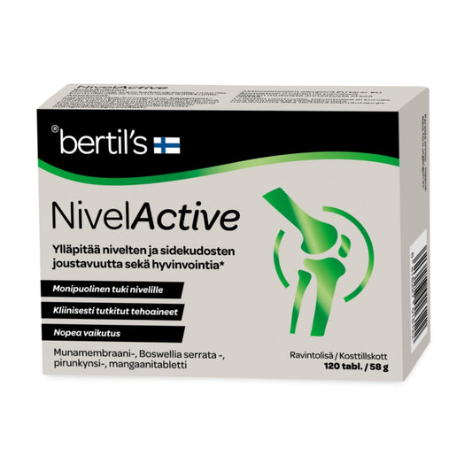 BERTILS NivelActive tabletti 120 kpl ylläpitää nivelten ja sidekudosten hyvinvointia