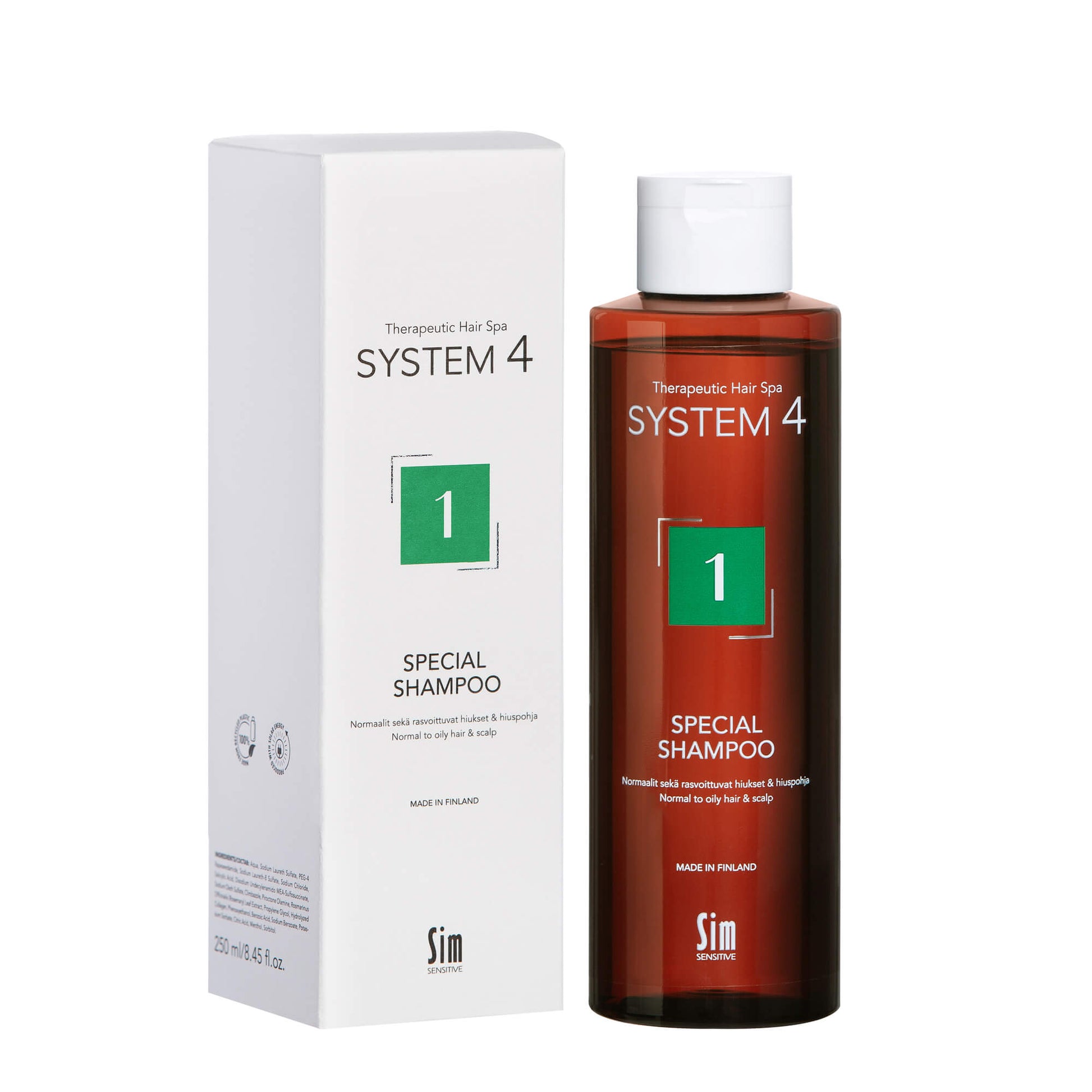 SYSTEM 4 Special Shampoo 1 normaaleille ja rasvoittuville hiuksille sekä hiuspohjalle 250 ml