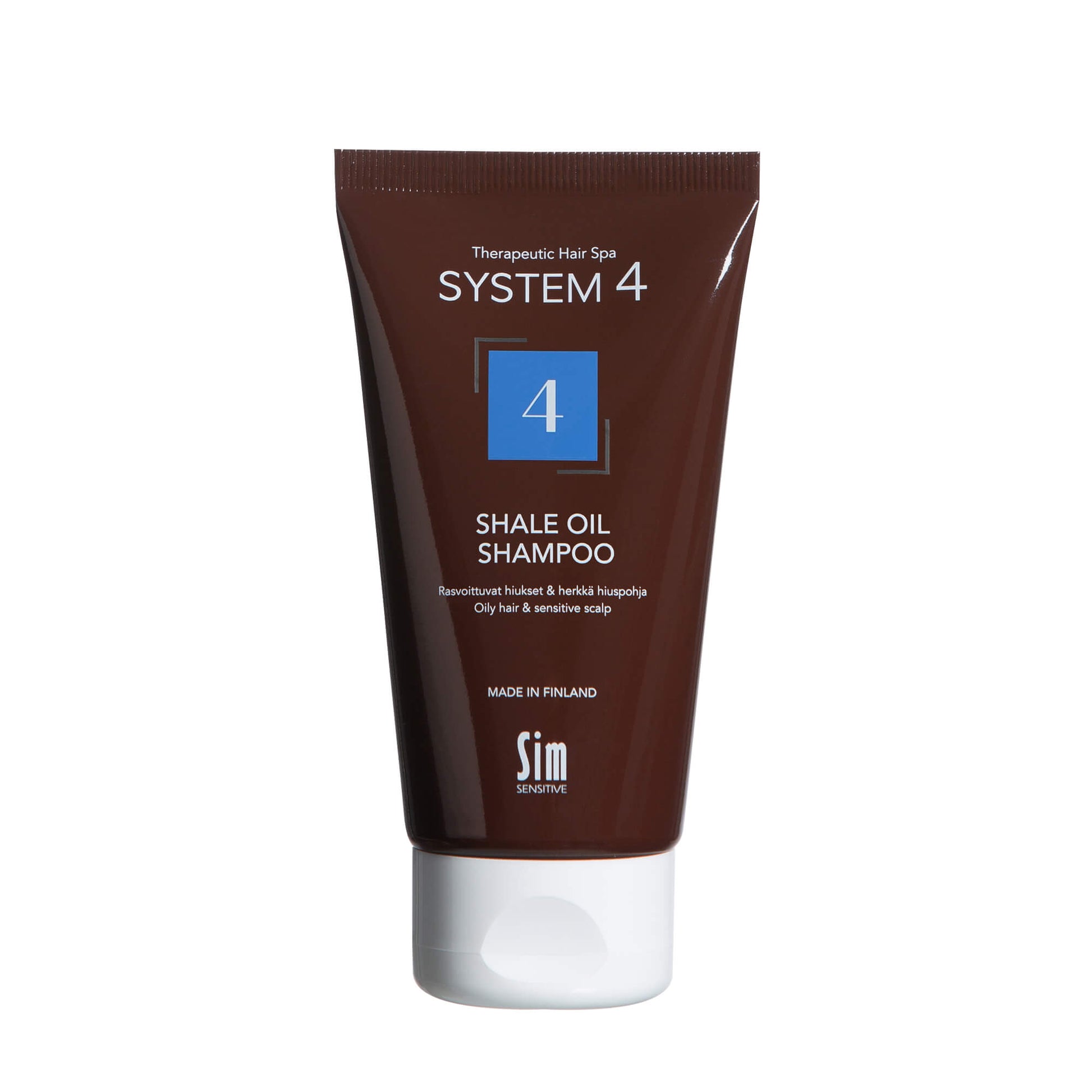 SYSTEM 4 Shale Oil Shampoo 4 ylirasvoittuville hiuksille ja herkälle hiuspohjalle 75 ml