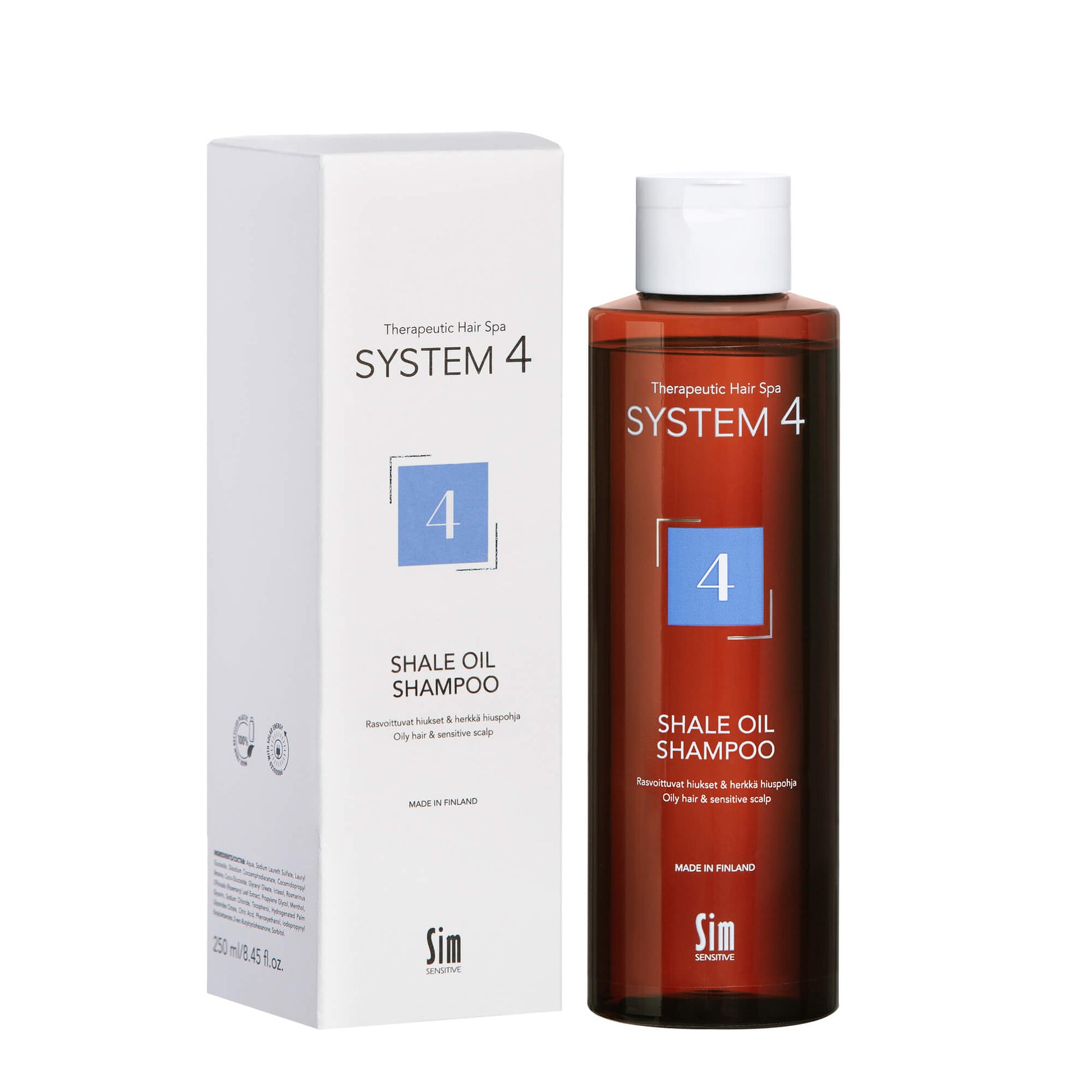 SYSTEM 4 Shale Oil Shampoo 4 ylirasvoittuville hiuksille ja herkälle hiuspohjalle 250 ml