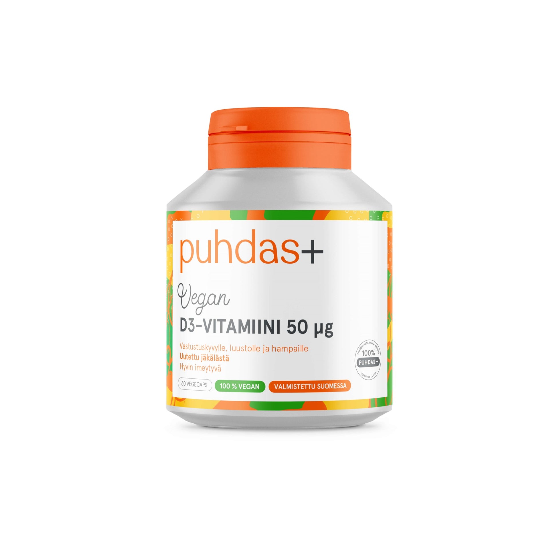 PUHDAS+  D3-vitamiini 50 µg kapseli, kasviperäinen 60 kaps