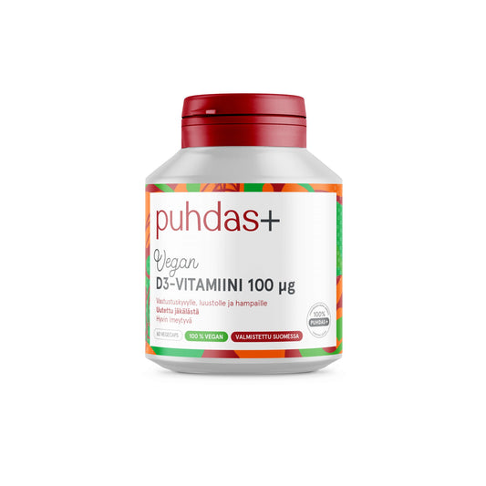 PUHDAS+  D3-vitamiini 100 µg kapseli, kasviperäinen 60 kaps