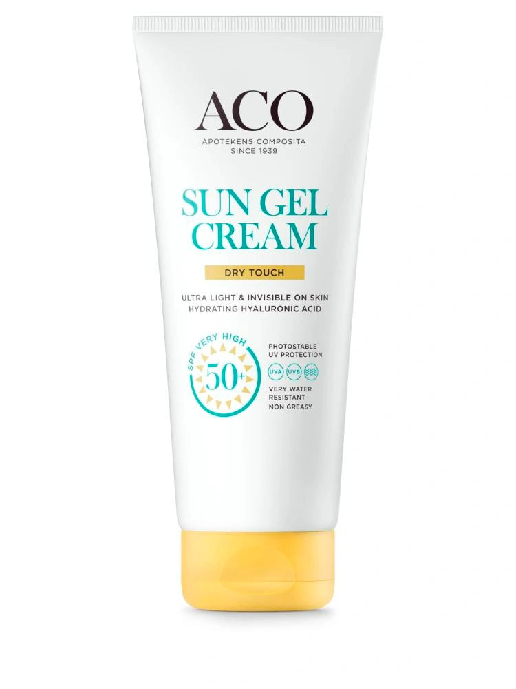 ACO Sun gel cream dry touch SPF 50+  geelivoide vartalolle 200 ml
