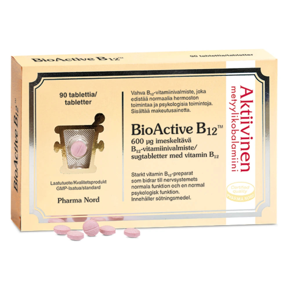 BIOACTIVE B12 600 µg imeskeltävä B12-vitamiinivalmiste 90 kpl