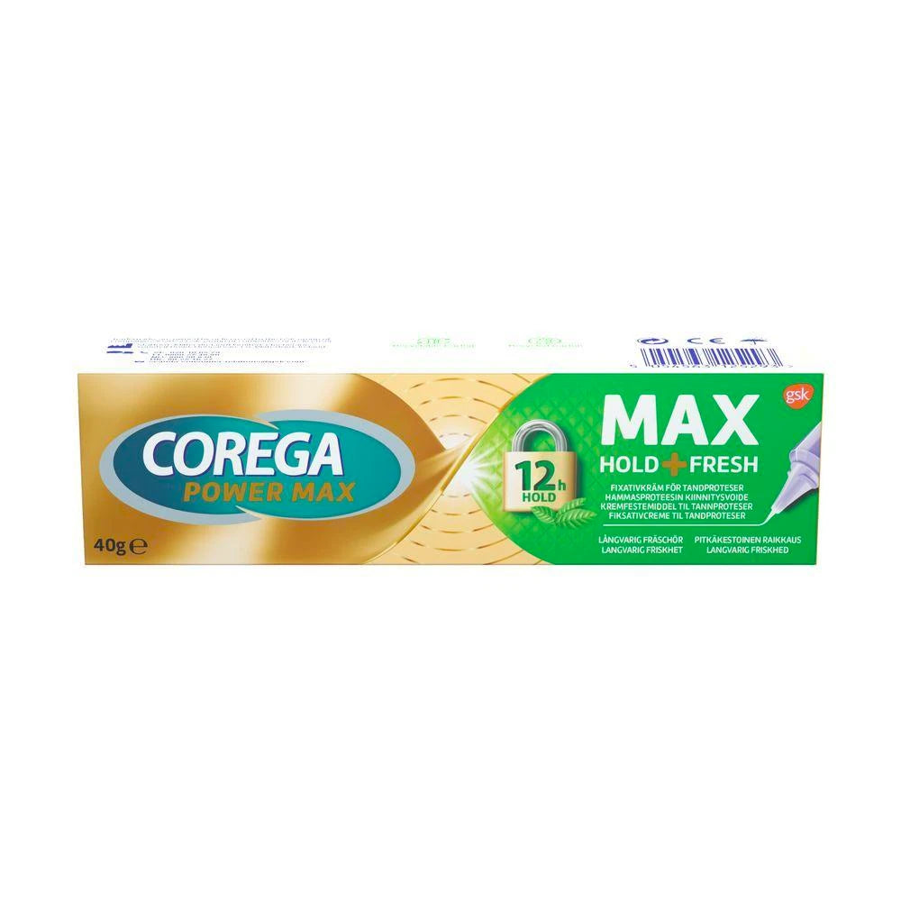 COREGA Max hold & fresh hammasproteesin kiinnitysvoide 40 g