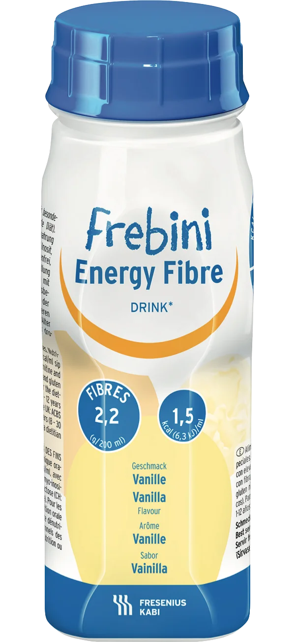 FREBINI Energy fibre drink vanilja kliininen ravintovalmiste lapsille 4x200 ml