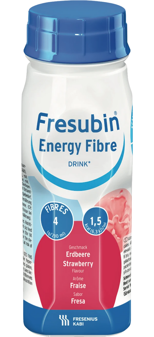 FRESUBIN Energy fibre drink mansikka kliininen ravintovalmiste 4x200 ml