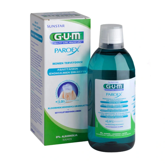 GUM Paroex 0,06% Suuvesi plakin ehkäisyyn ja ienongelmiin 500 ml