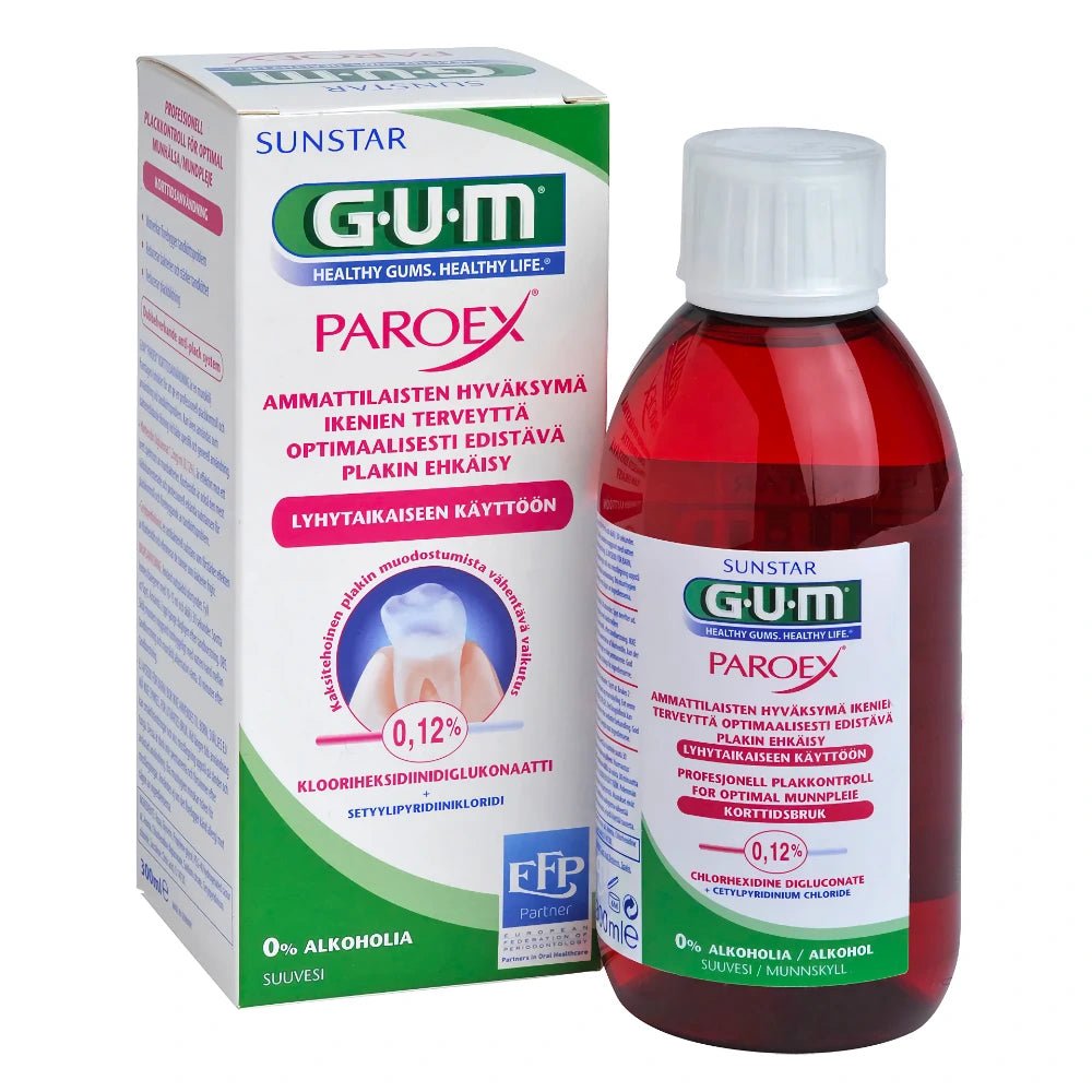 GUM Paroex 0,12% suuvesi plakin ehkäisyyn ja ienongelmiin 300 ml