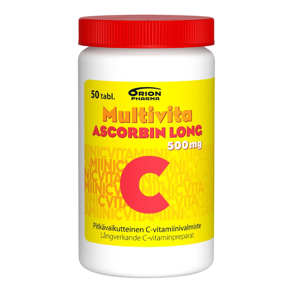 MULTIVITA Ascorbin Long 500 mg pitkävaikutteinen C-vitamiinitabletti 50 tablettia