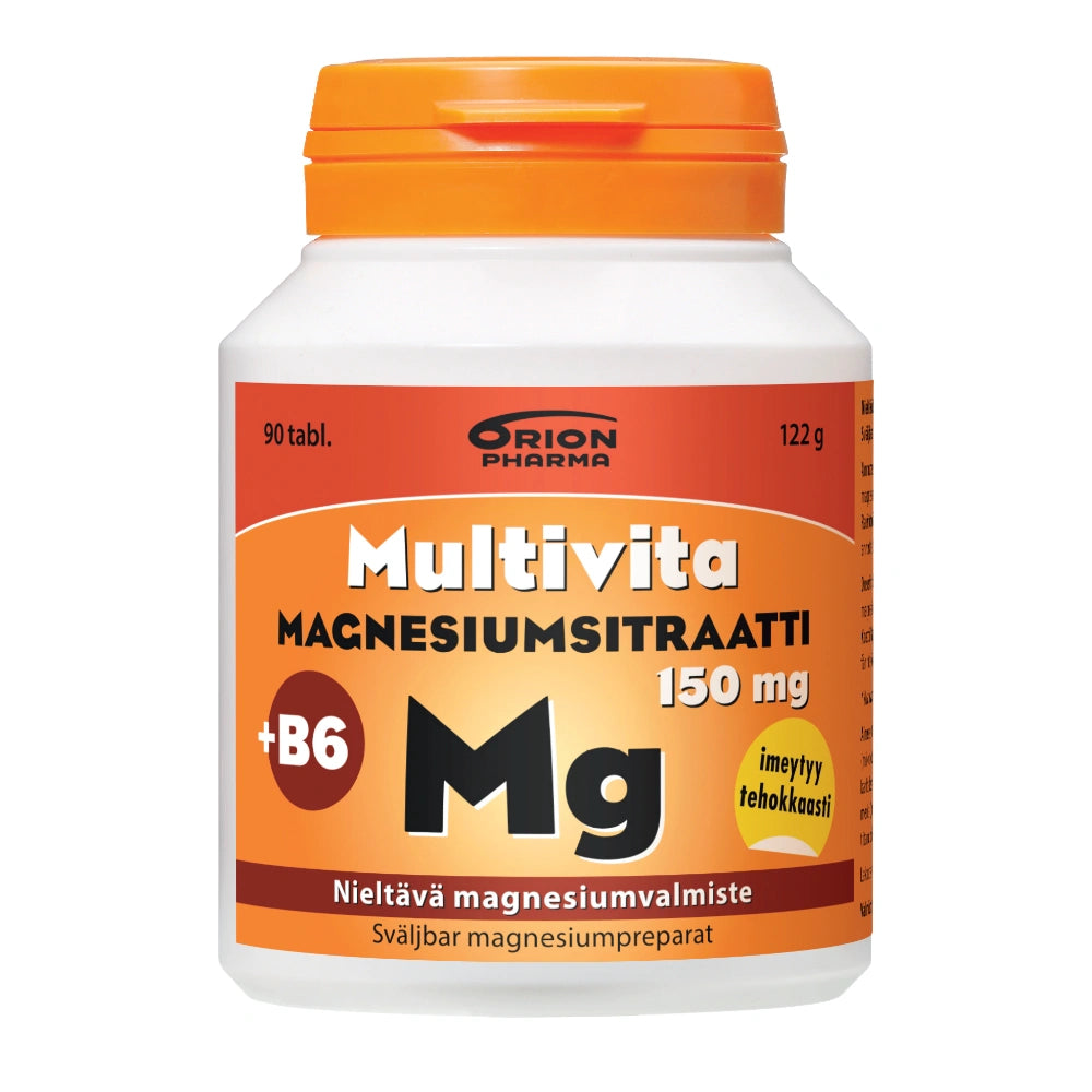 MULTIVITA Magnesiumsitraatti 150 mg + B6 nieltävä tabletti 90 kpl