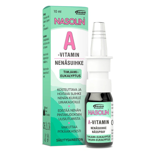 NASOLIN A-Vitamin suihke kuivan nenän hoitoon, timjami-eukalyptus 10 ml