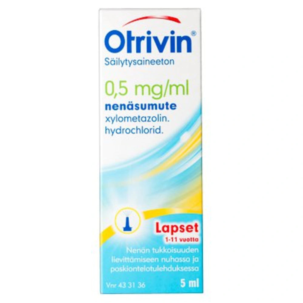 OTRIVIN SÄILYTYSAINEETON 0,5 mg/ml nenäsumute, liuos 5 ml