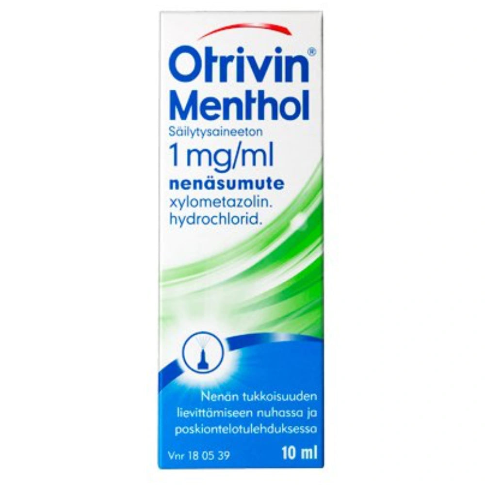 OTRIVIN MENTHOL SÄILYTYSAINEETON 1 mg/ml nenäsumute, liuos 10 ml