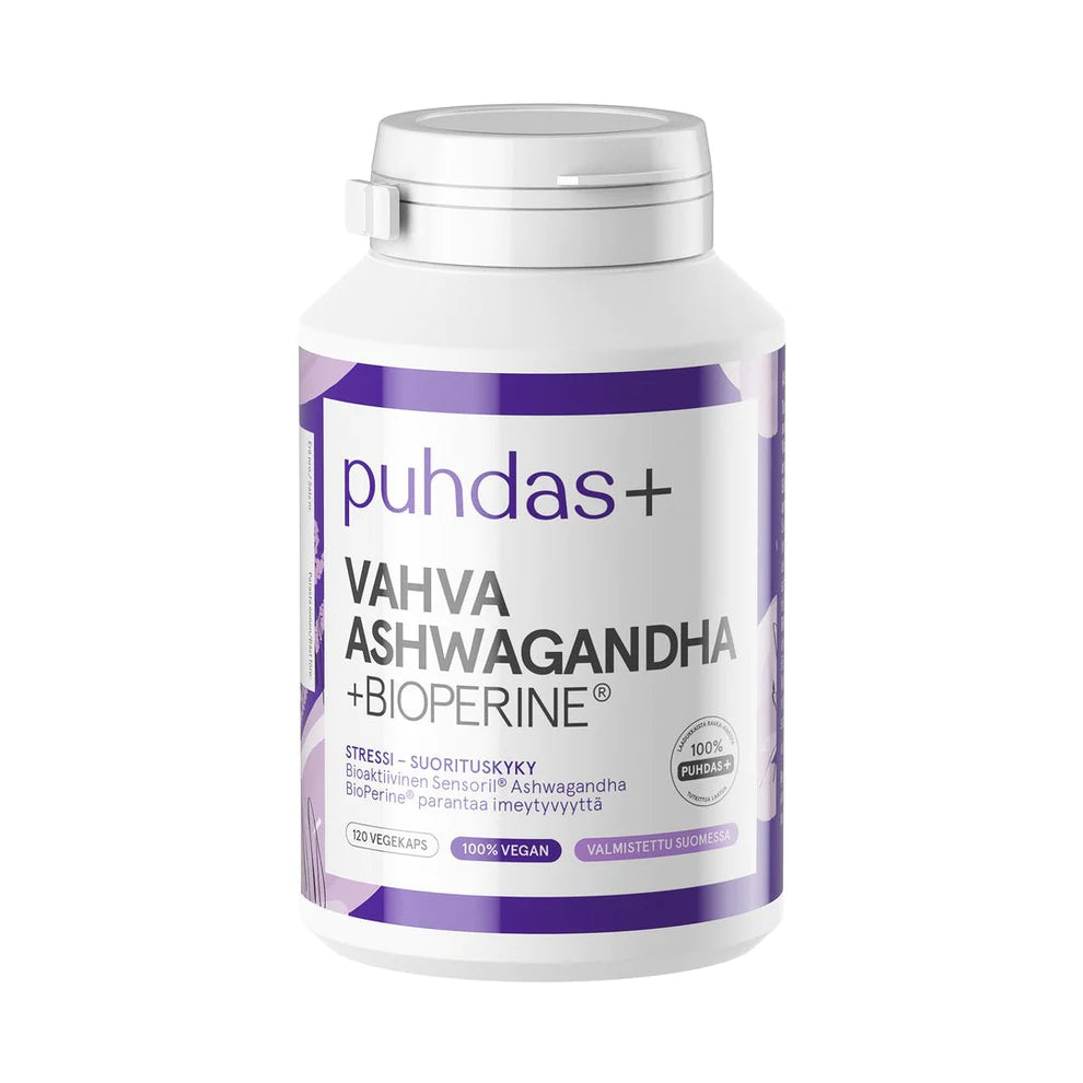 PUHDAS+ Vahva Ashwaganda + BioPerine  125 mg