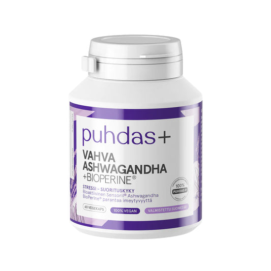 PUHDAS+ Vahva Ashwaganda + BioPerine  125 mg