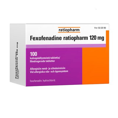 FEXOFENADINE RATIOPHARM 120 mg tabletti, kalvopäällysteinen 100 tablettia