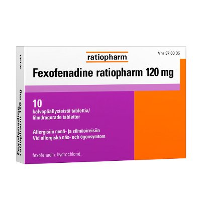 FEXOFENADINE RATIOPHARM 120 mg tabletti, kalvopäällysteinen 10 tablettia