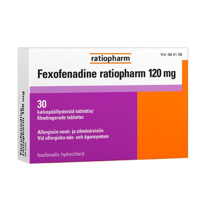 FEXOFENADINE RATIOPHARM 120 mg tabletti, kalvopäällysteinen 30 tablettia