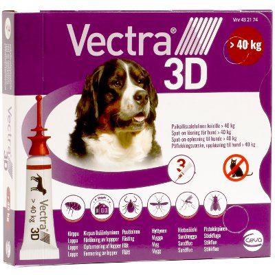 VECTRA 3D 38,7 mg/436 mg/3175 mg paikallisvaleluliuos koirille yli 40 kg 3x8 ML