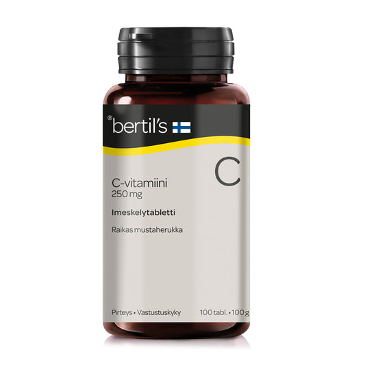 BERTILS C-vitamiini 250 mg mustaherukanmakuinen imeskelytabletti 100 kpl