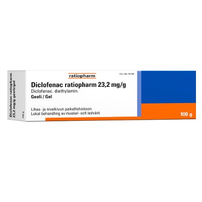 DICLOFENAC RATIOPHARM 23,2 mg/g geeli 100 g