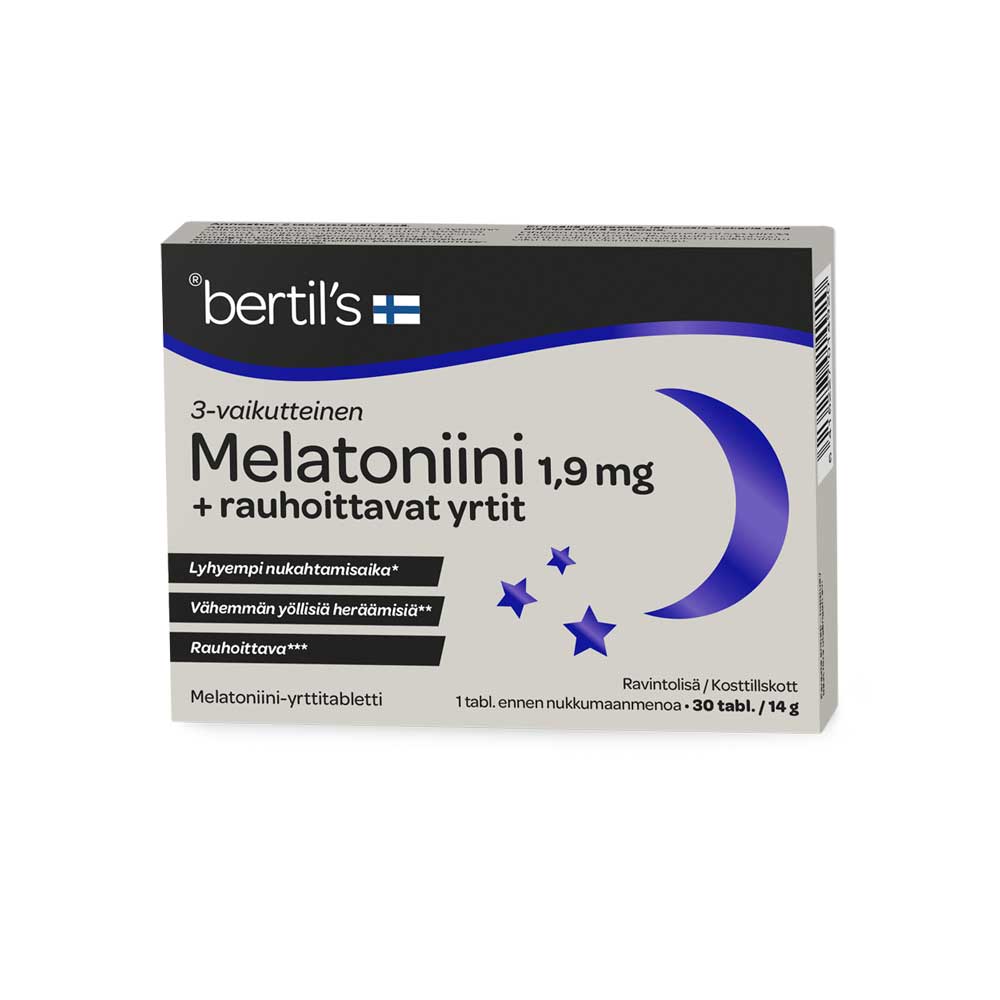 BERTILS Melatoniini 1,9 mg ja rauhoittavat yrtit tabletti 30 kpl